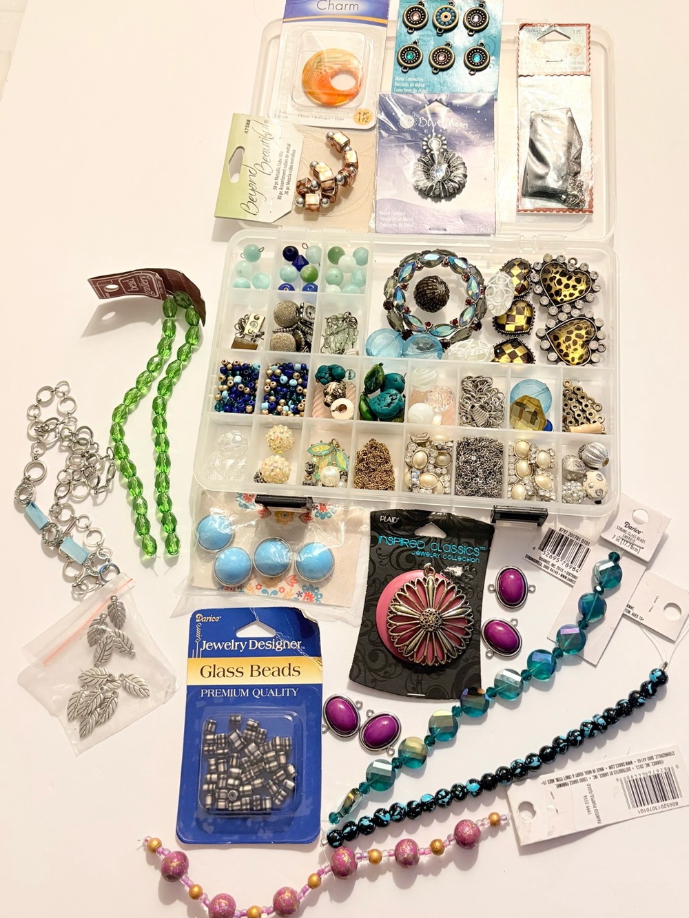 Assorted Jewelry Making Kit with Beads and Charms - Turquoise, Teal, Green, Pink - Picture 4 of 9